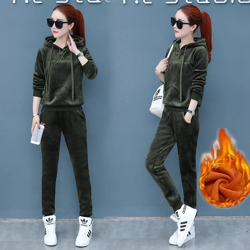 Повседневные свободные бархатные спортивные костюмы размера плюс комплект из 2