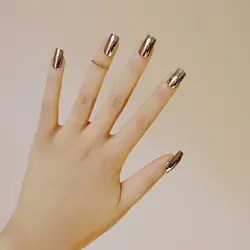 Европейские Модные металлические наклейки для ногтей 24 шт Панк крутая длинная Квадратная Головка полное покрытие маникюр накладные ногти
