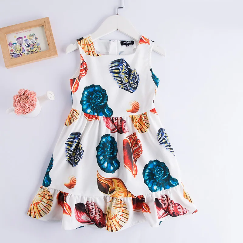 

Cross Border Girls Dress AliExpress a Consignment 2019 New Style Shell Printed Children Sleeveless Skirt