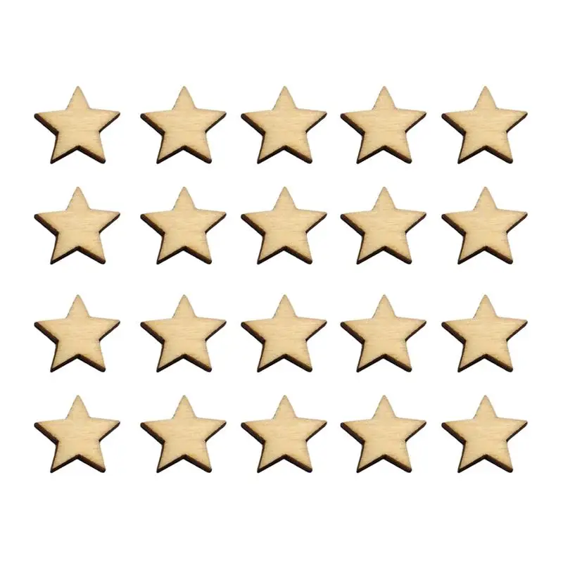 

200pcs Unfinished Wood Ornament Blank 25mm Star-shaped Wood Embellishment Wood Discs for Crafts Decoration