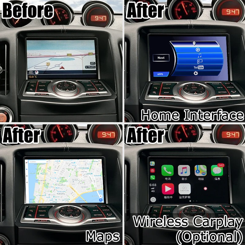 Android/carplay интерфейсная коробка для Nissan 370z Skyline Fuga 2010- с QX60 QX70 QX80 видео интерфейс gps навигация Lsailt