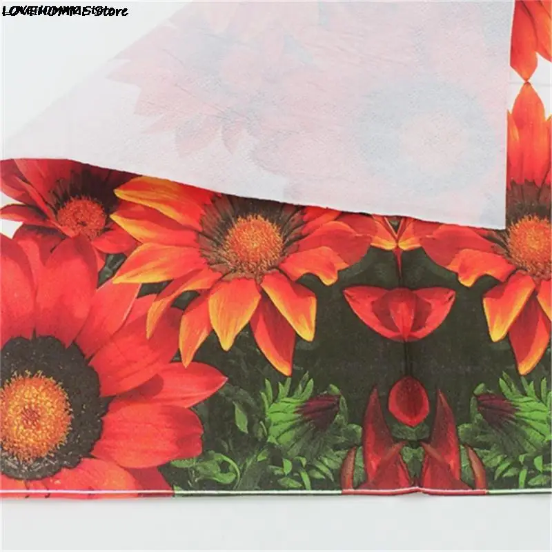 20Pcs/Pack Napkins Paper Flower Pattern Decoupage Napkin Paper Tissue for Xmas Wedding Decor Party Table Supplies