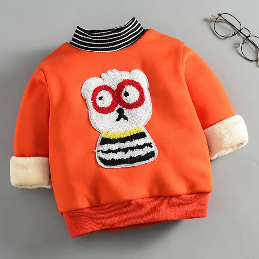 

baby winter warm jacket infant velvet sweatshirt O-neck long sleeve cartoon animal T shirt toldder cute outwear girls boys shirt