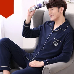 100% Cotton Men's Pajama Sets Spring Summer Solid Pijama Plus Size Casual Sleepwear Lounge Set Simple Comfortable Home Wear