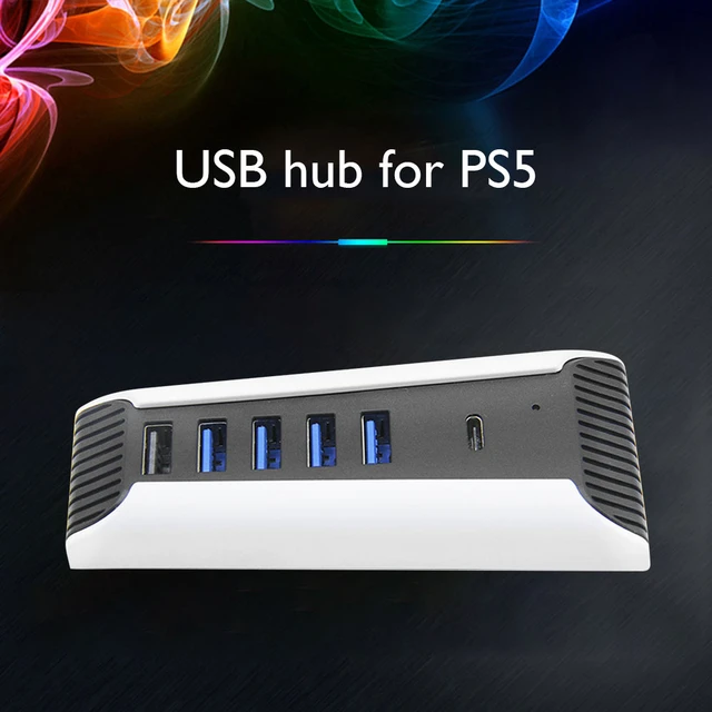 Convient pour Répartiteur et extenseur USB 6 en 1 pour Playstation 5 avec  boîte d'emballage 5 Ports USB A + 1 USB C pour PS5