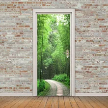 Хуа ГУ поперечные поставки товаров 3D водонепроницаемые двери наклейки декоративная роспись бамбуковый путь Amazon AliExpress Supp