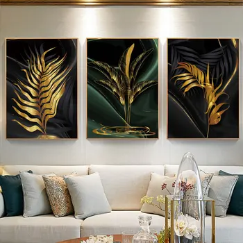 

Plant Leaves Posters And Prints Black Abstract Art Painting Modern Wall Art Canvas Print Nordic Wall Picture Living Room Decor