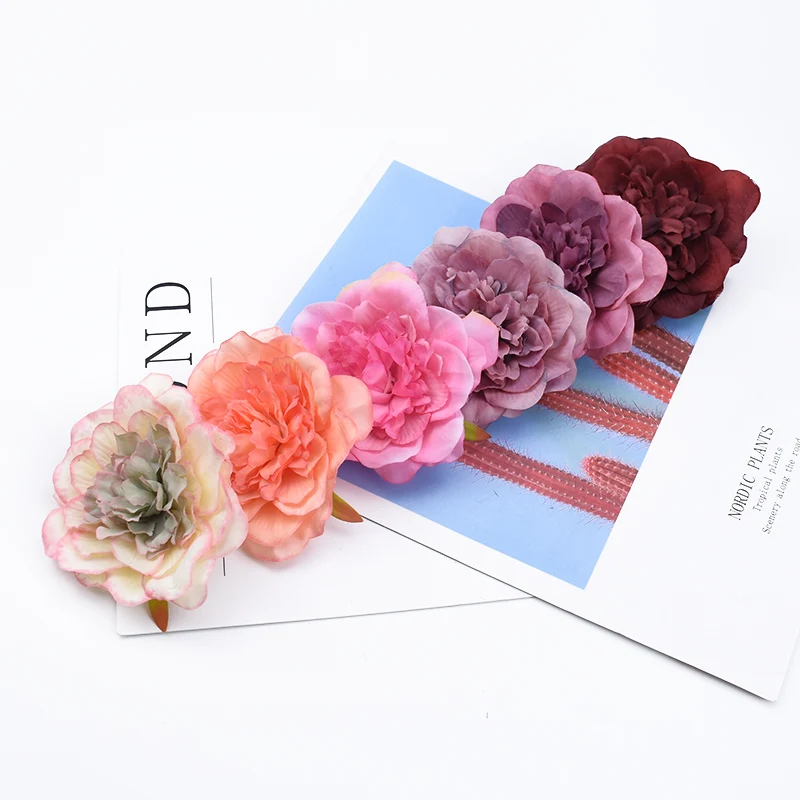 10 Pieces Scrapbooking flowers wall Vintage peony wedding Party decoration Christmas crafts needlework artificial flowers cheap