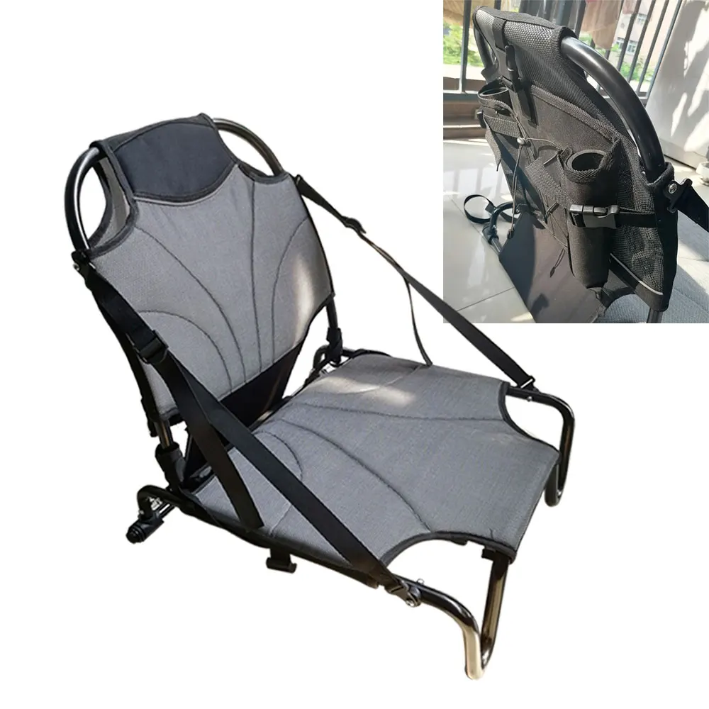 Aluminum Kayak Fishing Chair Sit on Top Backrest Seat Inflatable Boat Lightweight Chair with Fishing Rod Holder for Paddle Board carp fishing rod holder lightweight eva foam fishing rod pole holder