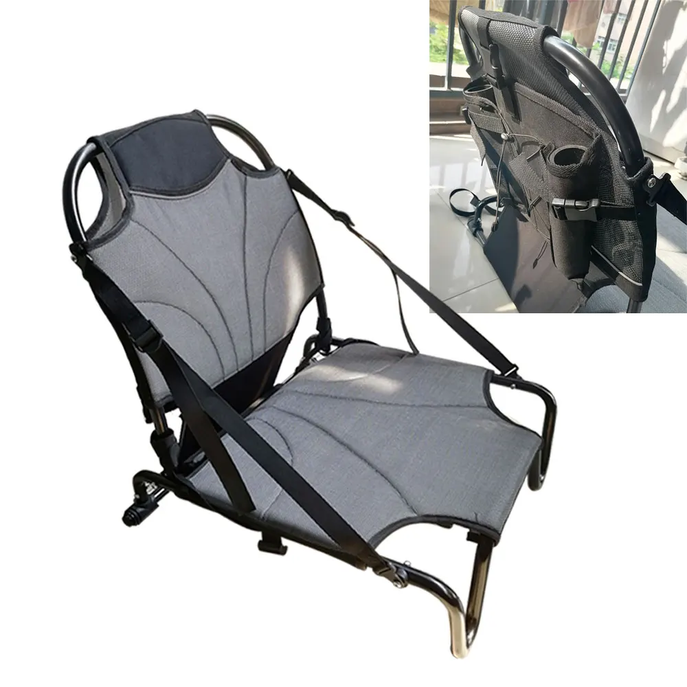 Aluminum Kayak Fishing Chair Sit on Top Backrest Seat Inflatable Boat  Lightweight Chair with Fishing Rod Holder for Paddle Board