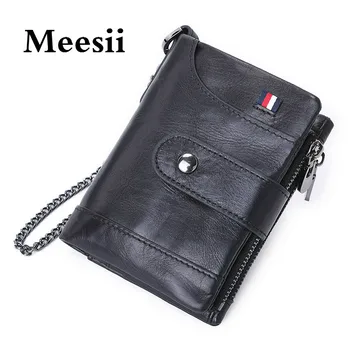 

Meesii Cow Leather Men Wallets with Coin Pocket Vintage Male Purse Function 100% Cow Leather Clutch Bag Clutch Wallets Handmade