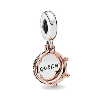 

Free Shipping Real 925 Sterling Silver Rose Golden Queen And Crown Pendant Fit Pandora Women Bracelet & Necklace Diy Jewelry