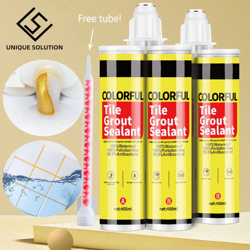 Grout para Enchimento de Costura e Adesivo Peça Cores Duplo Tubo Dois Componentes Cerâmica Flexível Cola Epoxy Telha Comum 1 400 ml 24