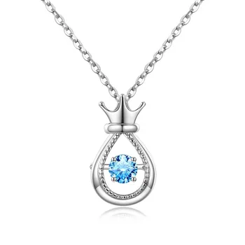 

Crown Water Drop Zircon Necklace Korean Elegant S925 Sterling Silver Clavicle Chain Female Ins Net Red Simple Wild Pendant