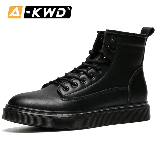 US $48.50 Fashion Black Men Winter Boots Genuine Leather Winter Sneakers for Men Hot Sale High Top Tooling Sh