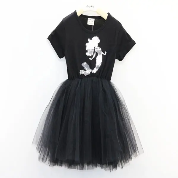 Платья-пачки для маленьких девочек костюм с длинными рукавами для дня рождения и свадьбы платья для маленьких девочек, платье принцессы - Цвет: black Mermaid