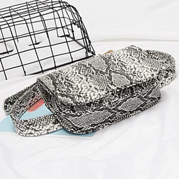 

Durable PU Leather Fanny Pack Chest Bag Fashion Small Purses Adjustable Strap Square Women Serpentine Design Waist Bag Belt
