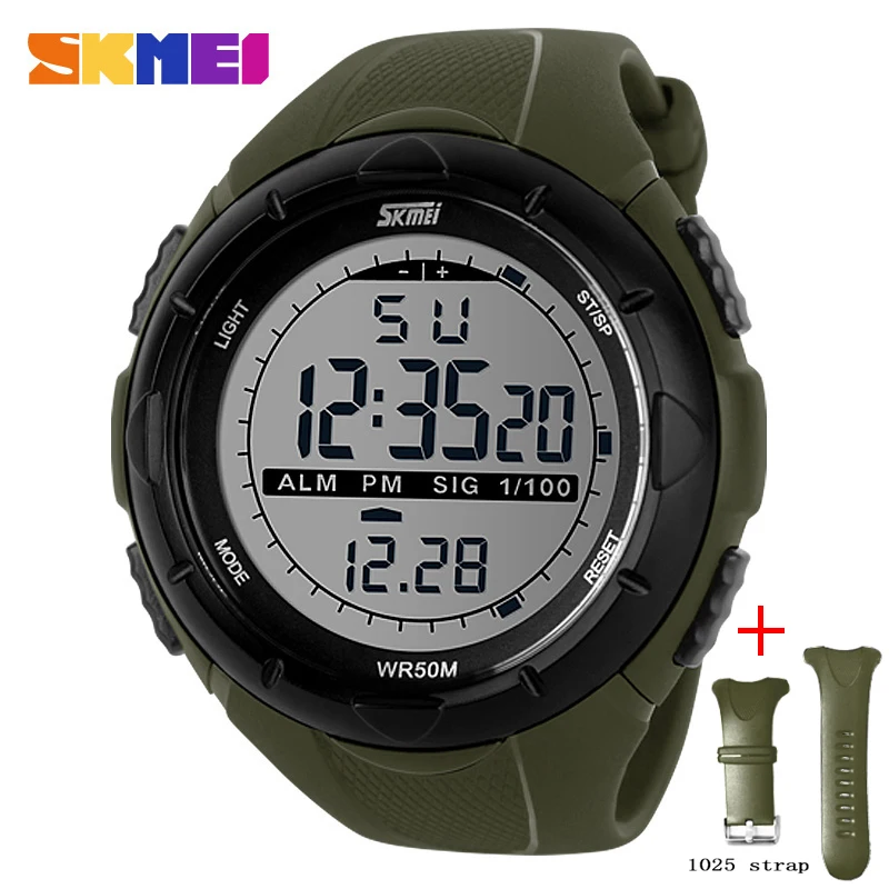 SKMEI Fashion Simple Sport watch Men Military Watches Alarm Clock Shock Resistant Waterproof Digital Watch reloj hombre 1025 