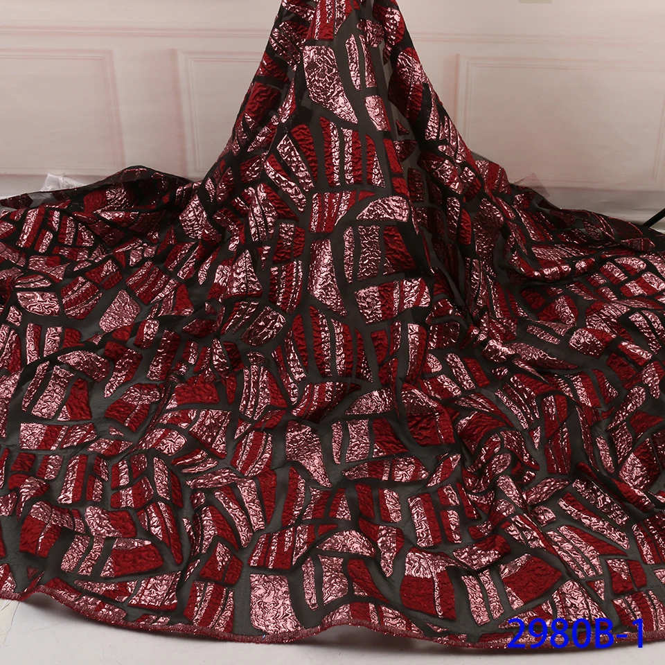 Роскошная африканская жаккардовая ткань кружево нигерийский французский Тюль Кружево высокое качество парча кружевная ткань для свадебного платья XZ2980B