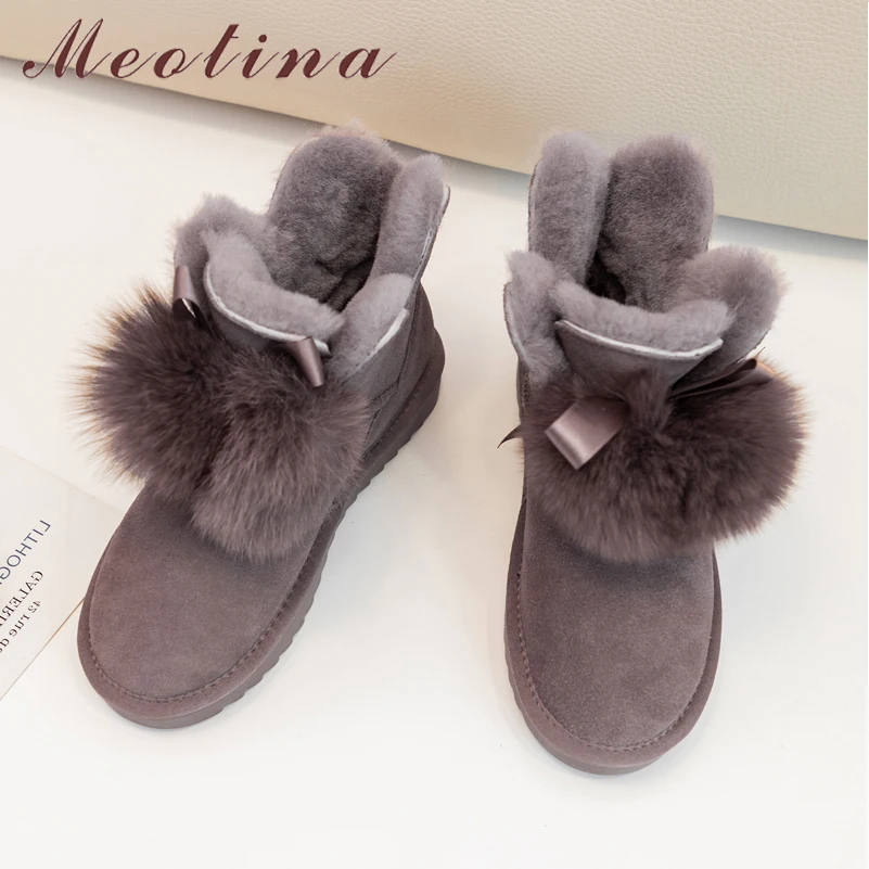 Meotina/женские ботинки; теплые шерстяные зимние ботинки; замшевые ботильоны на плоской подошве; полуботинки из натуральной кожи с натуральным мехом; женская зимняя обувь; размер 40