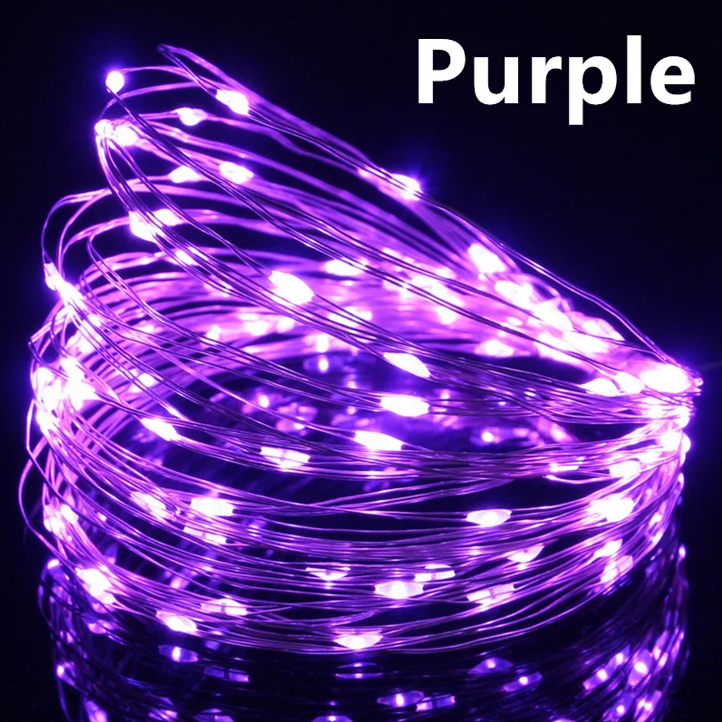 DC 5 в USB светодиодный светильник s 20 м 10 м 5 м 2 м Серебряный провод водонепроницаемый Сказочный светильник Гирлянда для дома Рождество Свадьба украшения - Испускаемый цвет: Purple