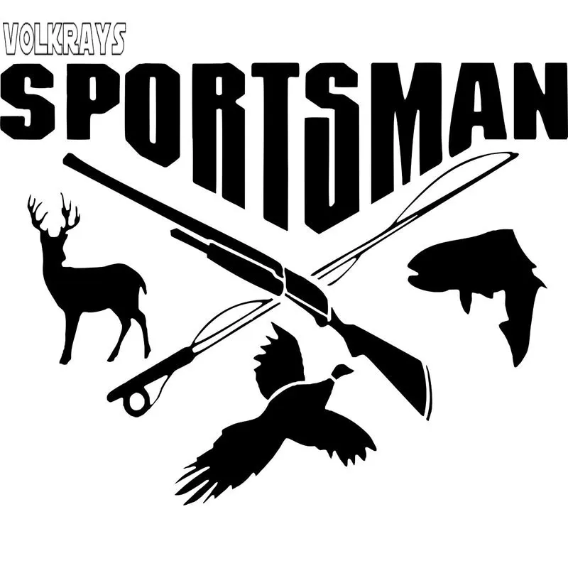 Volkrays креативные автомобильные стикеры Sportsman Охота Рыбалка олень рыба Пистолет