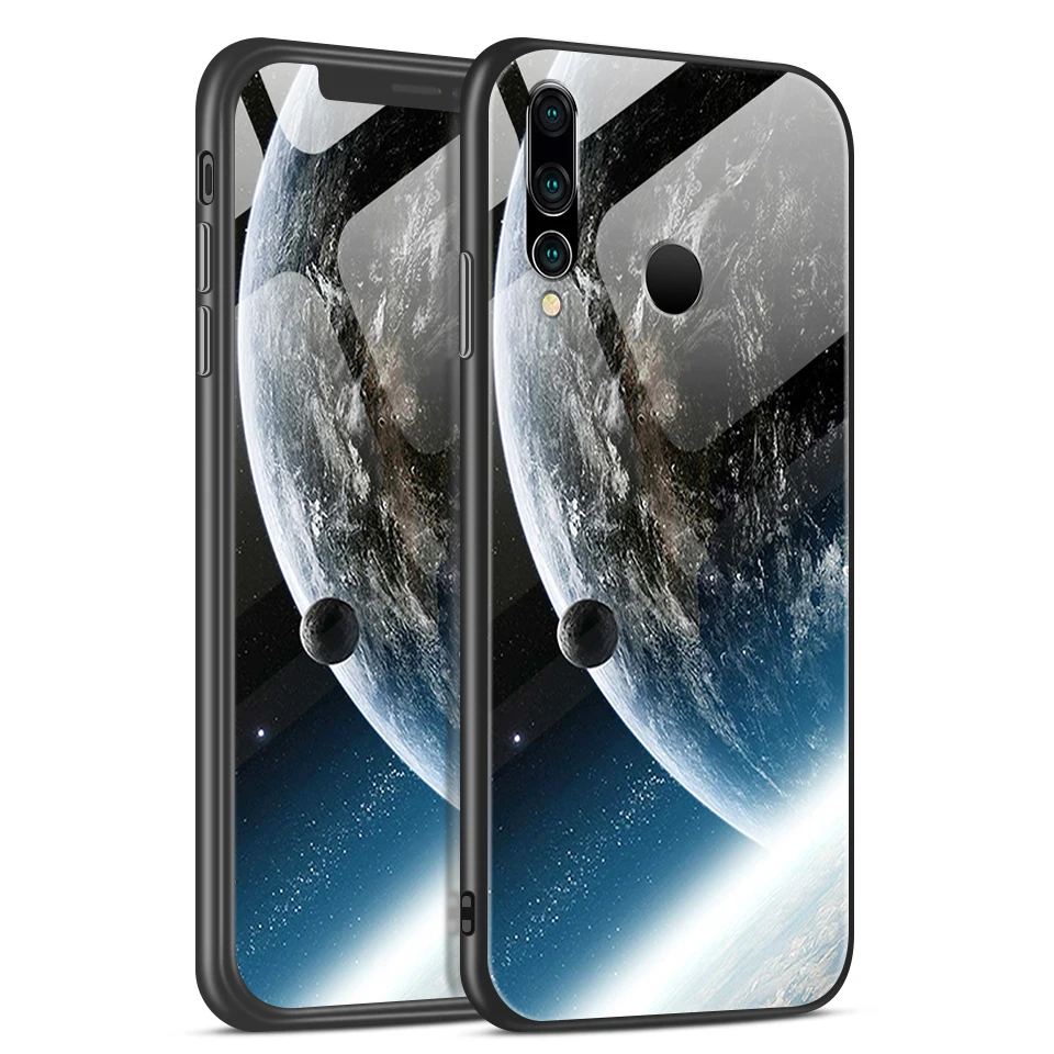 W196 Для Huawei NOVA 2 3 4 звездный узор из закаленного стекла Жесткий Чехол для Nova2 полная Защита задняя крышка Nova3 4 ТПУ ударопрочный корпус - Цвет: W196