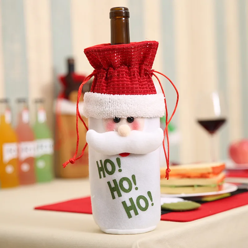 Christmas Decorations for Home Santa Claus Snowman Wine Bottle Dust Cover New Year Dinner Table Decor Noel Xmas Gift - Цвет: 3D santa claus