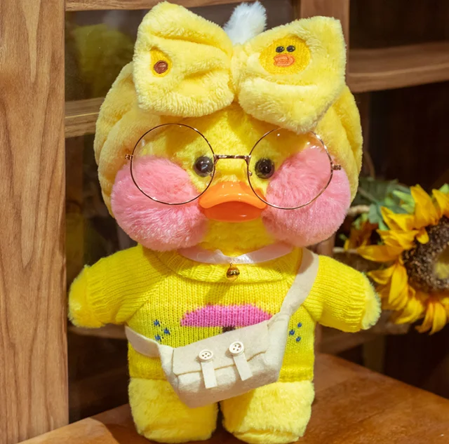 30cm Cute LaLafanfan Coffee Yellow Duck Plush Toy creative stuffed duck soft doll animal dolls kids Toys birthday gift for girl 1