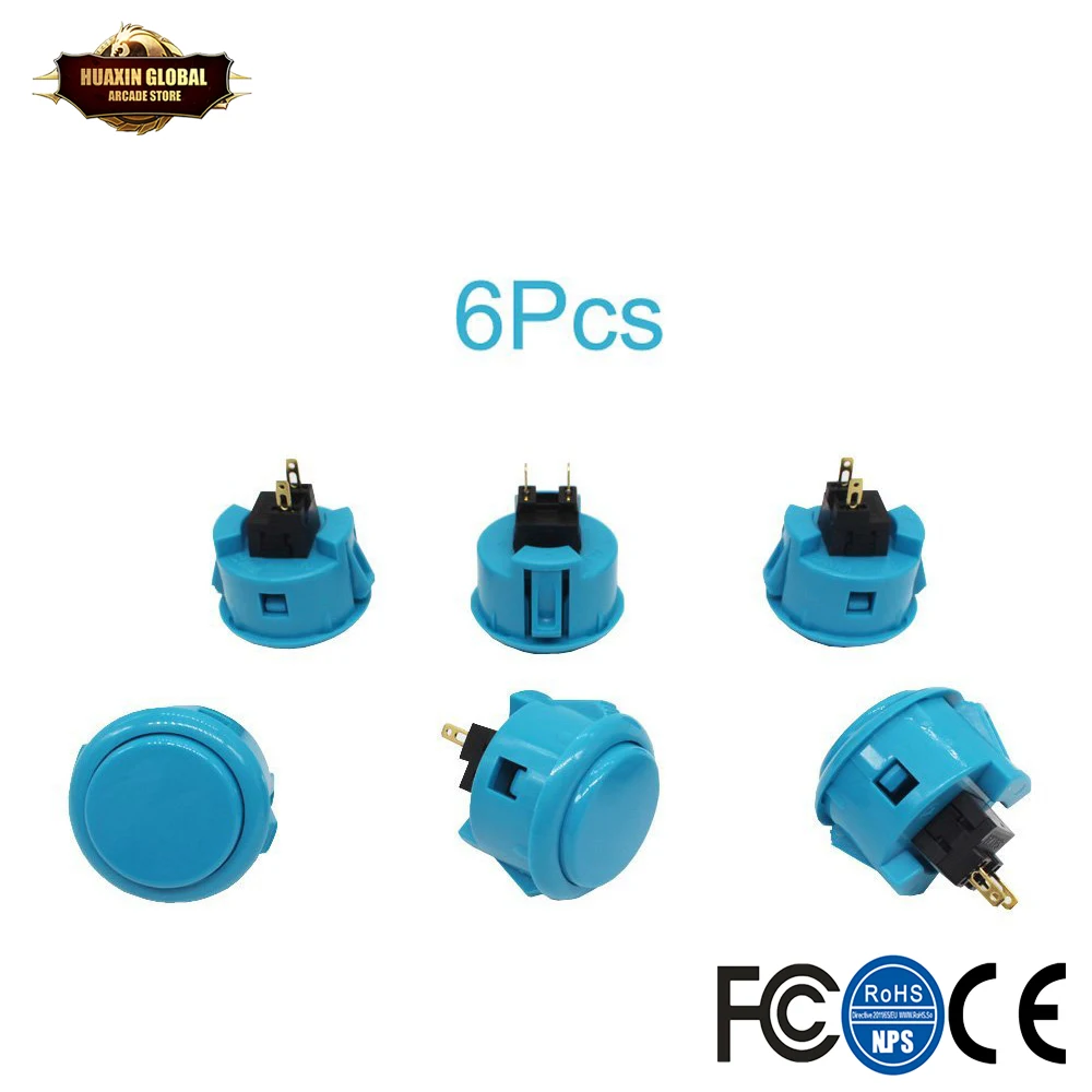 6 шт. аркадные кнопки черные для Sanwa OBSF 30 Jamma игровые части джойстик игровая