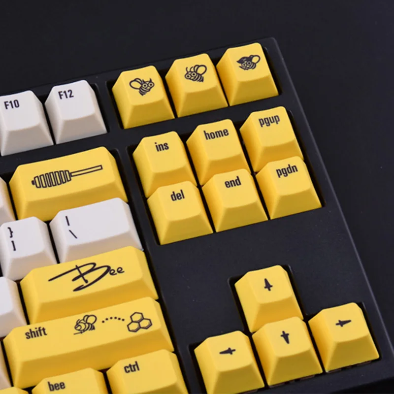 Keycap 84 клавиши PBT Сублимация 84 механическая клавиатура оригинальная высота брелки индивидуальная добавка маленькая Пчелка большой углерод