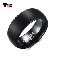 Vnox 8mm Tungsten Carbide Wedding Band Ring for Men Black Color Not Ccratch