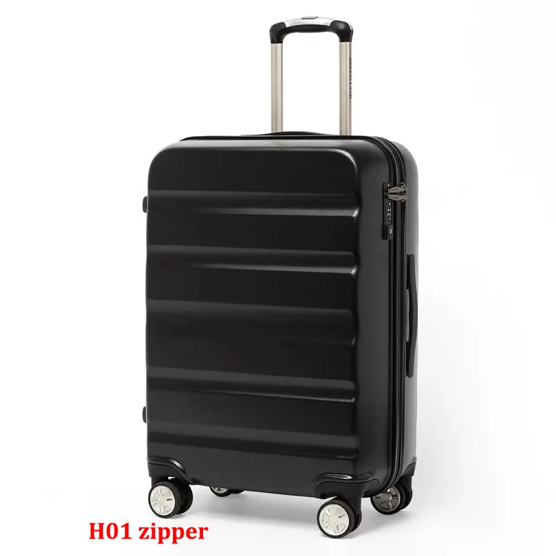 ПК 20''24/28 дюймов Дорожная сумка на чемодан на колесиках Прокат троллейбусов кабины, сумка для багажа Сумка Для женщин Стильный чемодан - Цвет: black Zip