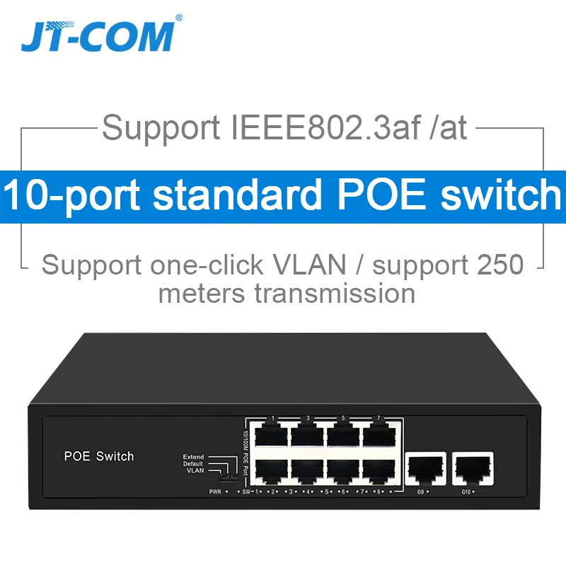 Сетевой коммутатор POE 48 В Ethernet с портами 10/100/1000 Мбит / 5/6/8/10 IEEE 802.3af at Подходит для IP
