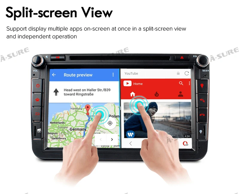 Cheap A-Sure 2 Din 8 Core  Android 8.0 Radio GPS DVD Navigation For Volkswagen VW GOLF MK5 MK6 PASSAT B6 TOURAN Polo Tiguan SEAT SKODA 15