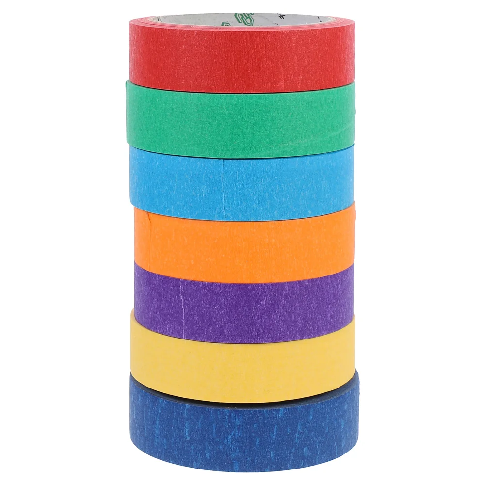 7 Rolls Vinyl Masking Tape Painting Paper Tape Adhesive Tape Colored