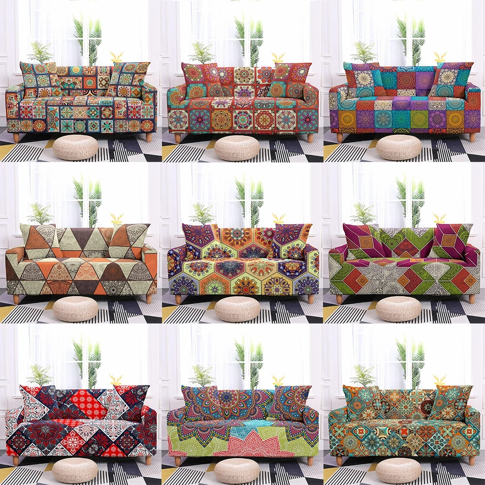 Богемное эластичное покрытие для дивана Мандала чехол плотная накидка все