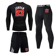 Мужской брендовый комплект одежды Jordan 23 спортивная одежда компрессионный набор Рашгард мужские баскетбольные тренировочные базовые леггинсы футболка колготки 4xl