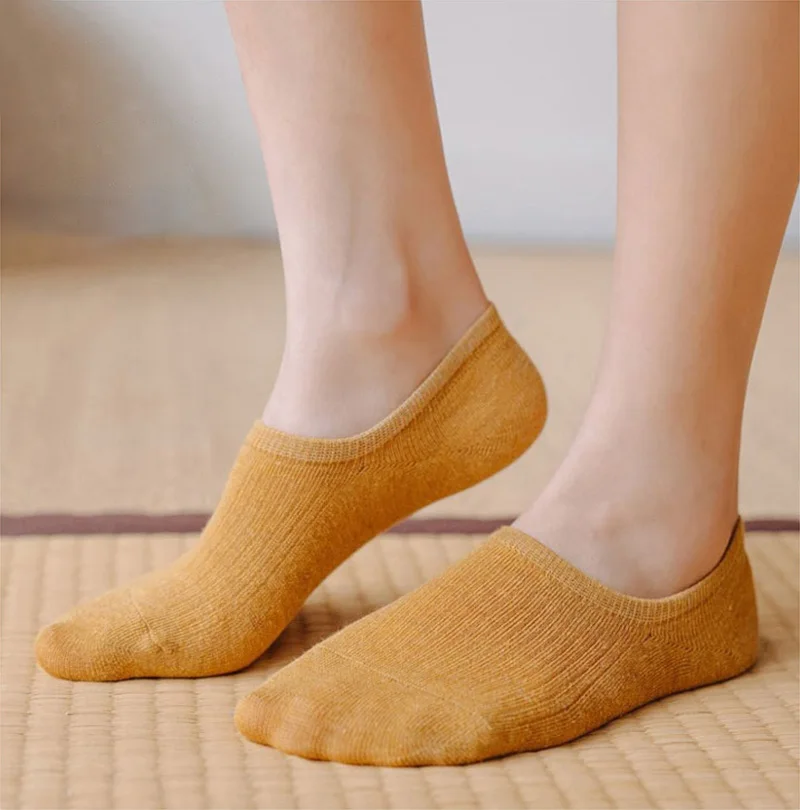 5 Pairs Woman Silicone Non-slip Invisible Socks Summer  Cotton Ankle Solid Color Boat Women's Slippers 35-40EUR Short Socks Lot