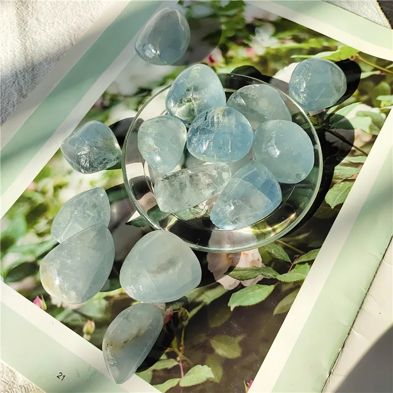 Best Selling Natural Healing Crystals Celestite Tumbles Stone For Christmas Decoration 2