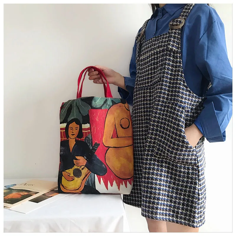 Большая вместительная простая повседневная хозяйственная сумка с принтом женская Холщовая Сумка через плечо