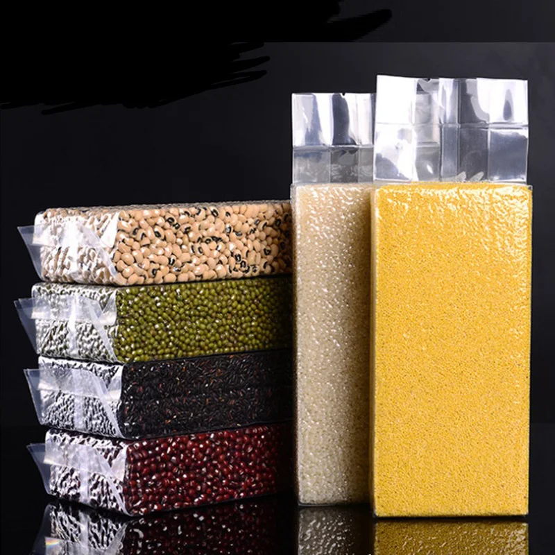 

500pcs/lot Transparent plastic rice grain packaging bags food grade vacuum bag large pouch kitchen storage pocket organzier