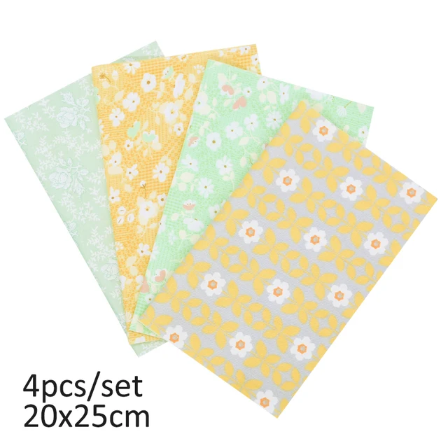20cmx25cm and 25cmx25cm Cotton Fabric Printed Cloth Sewing Quilting Fabrics for Patchwork Needlework DIY Handmade Material 4pcs 20x25cm