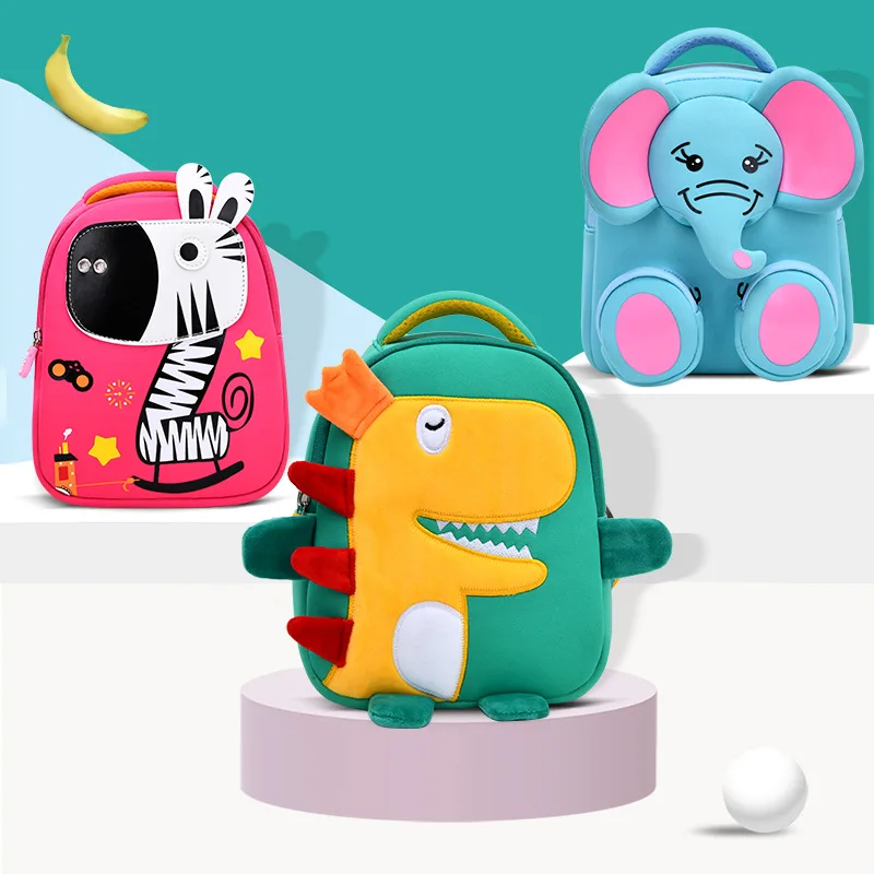Mochila de grado alto para bebés y niñas, morral escolar 3D antipérdida con dibujos animados para guardería, impermeable de dinosaurios