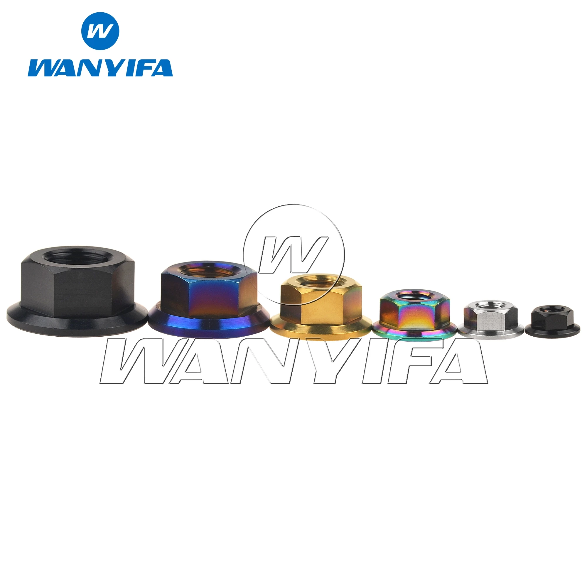 Wanyifa Titanium Nut M5 M6 M8 M10 M12 M14 M16 Flange Nut Screw Bolt Motorcycle Bicycle Bike titanium flange nuts flange nut