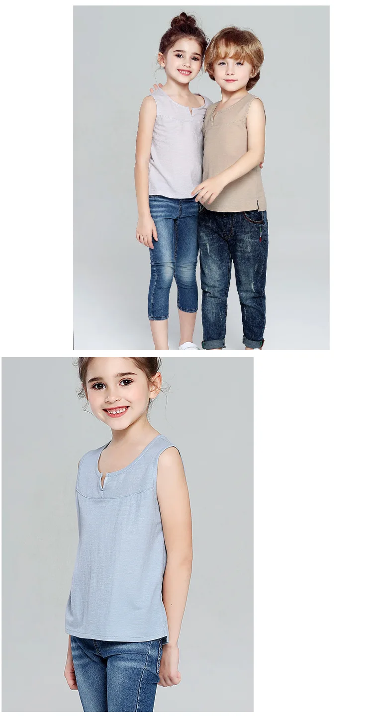 Always New Style Summer Childrenswear Men And Women Children Hemp Cotton Anti-mosquito Wide Shoulder Vest Base Shirt C1813