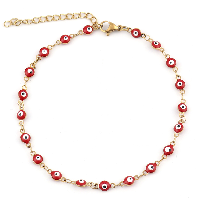 eye Stainless Steel Anklet  For Women Enamel Evil Eye Anklets Bracelets on The Leg Jewelry Gifts 23cm(9") long, 1 Piece