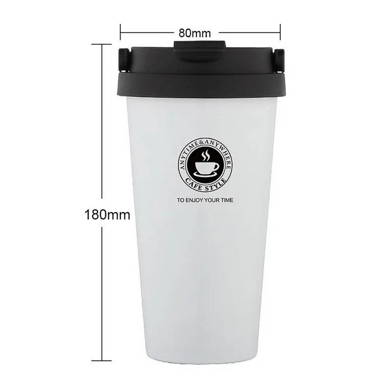 Кофейная кружка-термос с крышкой 500 мл двойными стенками из нержавеющей стали кофейные кружки для путешествий вакуумные фляги для вождения посуда для напитков - Цвет: B