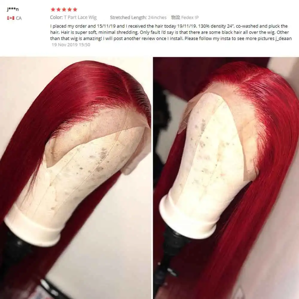 Red Lace Front Human Hair Wigs Full Lace Human Hair Wigs 99J Red Human Hair Wig 13x6 Lace Frontal Wig Pre Plucked Colored