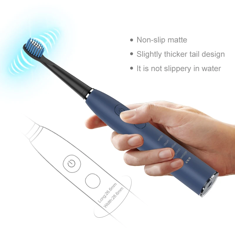 Seago Electric Toothbrush SG-575 Sonic Clean Teeth 5 Clean Modes USB Recharageable 4 Replacement Brush Heads + 1 Indental Brush Seago Electric Toothbrush SG-575 Sonic Clean Teeth 5 Clean Modes USB Recharageable 4 Replacement Brush Heads + 1 Indental Brush